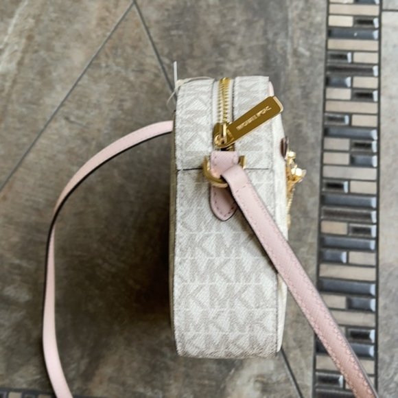Michael Kors Jet Set Item Large East West Zip Chain Crossbody Powder Blush Multi - Picture 4 of 16
